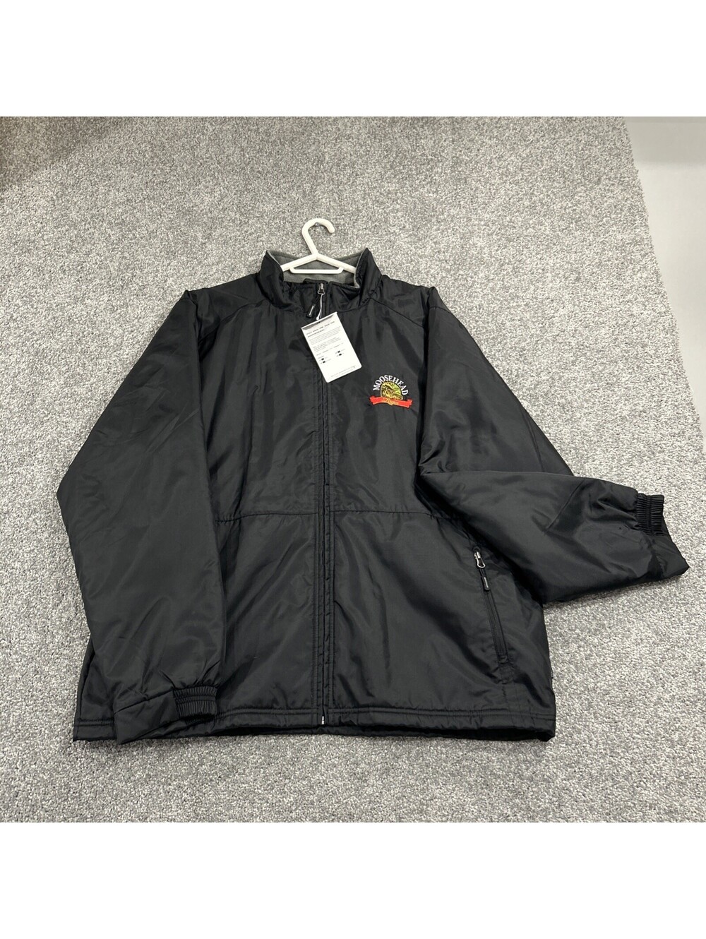Vintage McGill Moosehead Lager Black Nylon Windbreaker Jacket XXL